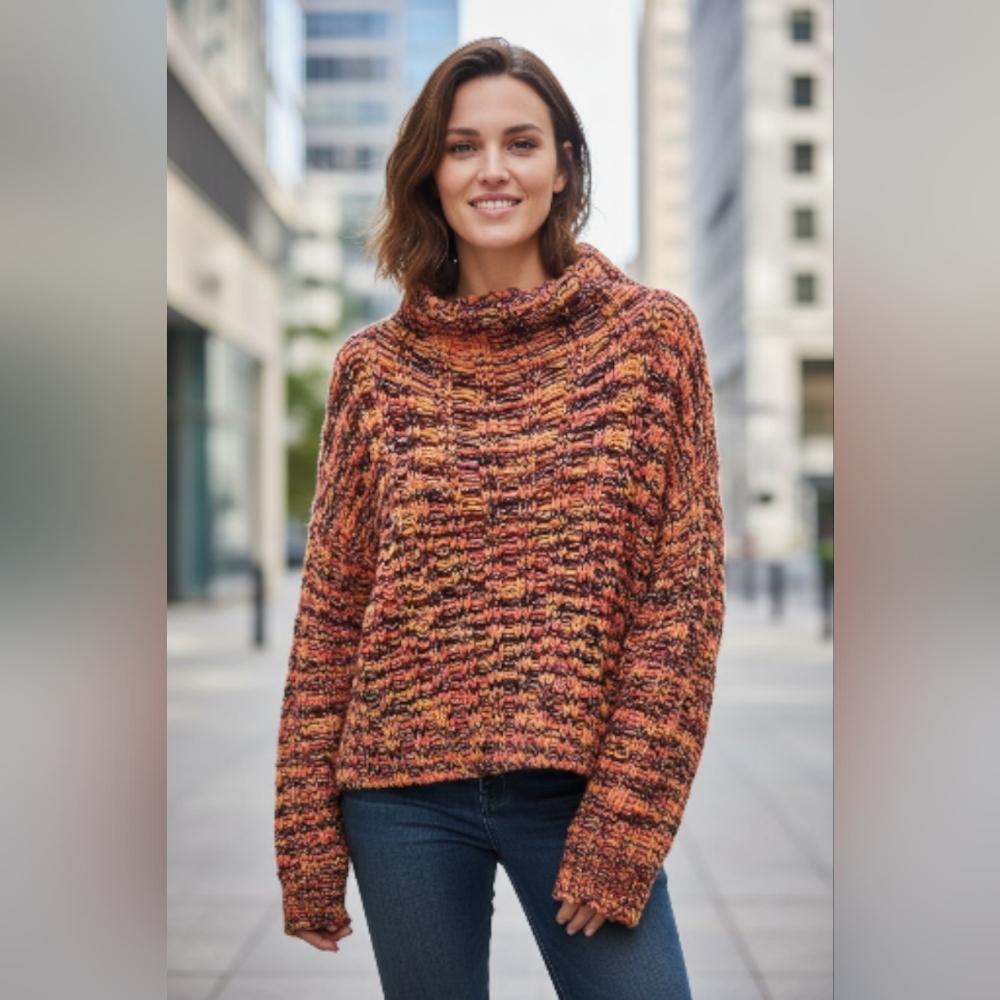 Sadie & Sage Vibrant Knit Chunky Turtleneck Sweater Sz M